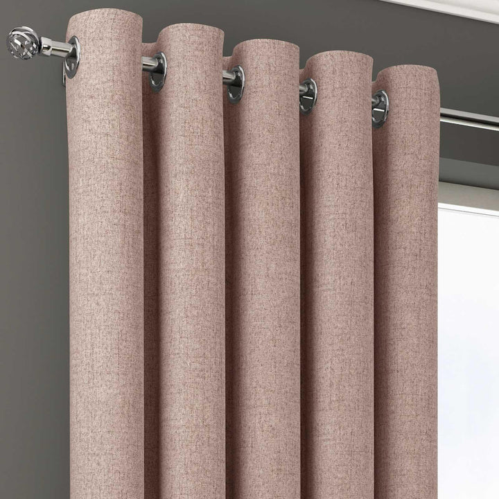 Orion Thermal Blackout Lined Eyelet Curtains Blush -  - Ideal Textiles