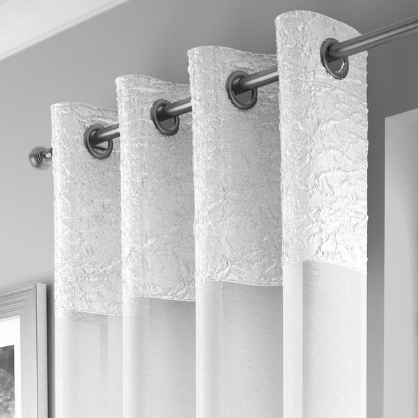 Madeira Eyelet Voile Curtain Panels White - 53'' x 54'' - Ideal Textiles