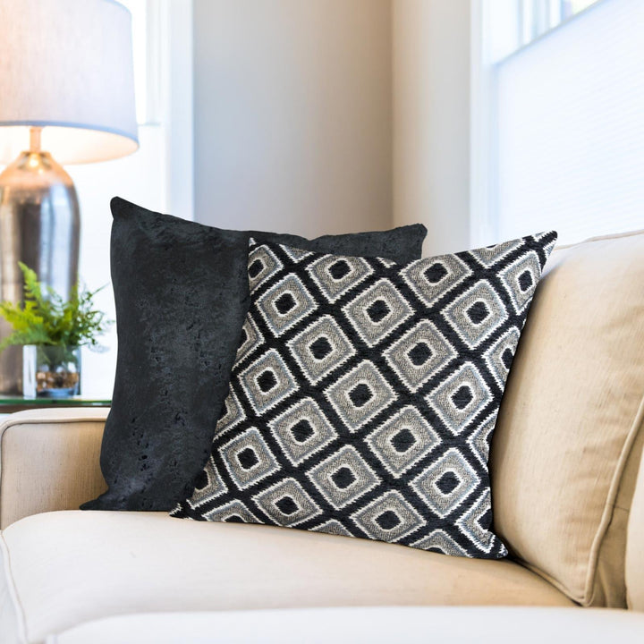 Pisa Geometric Chenille Black Cushion Covers 17'' x 17'' -  - Ideal Textiles
