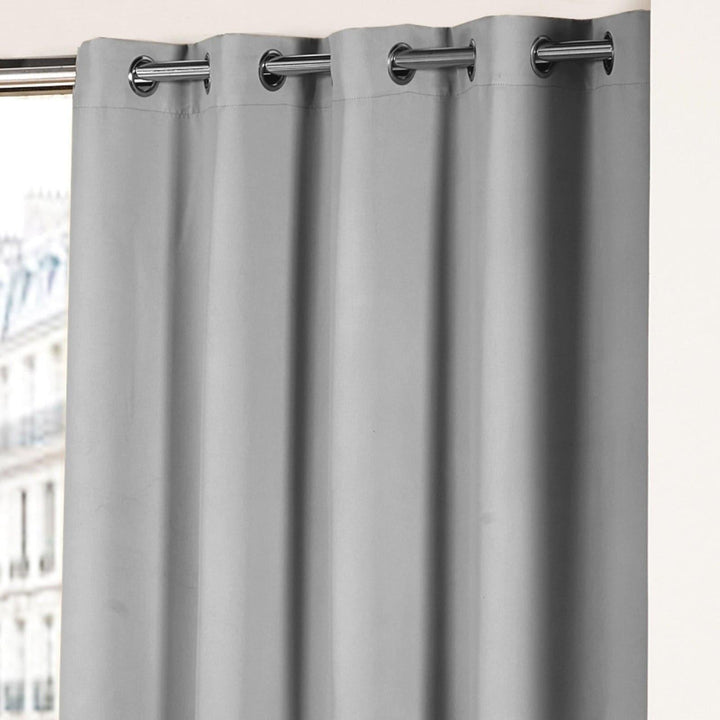 Cali Plain Thermal Blackout Eyelet Curtains Silver -  - Ideal Textiles