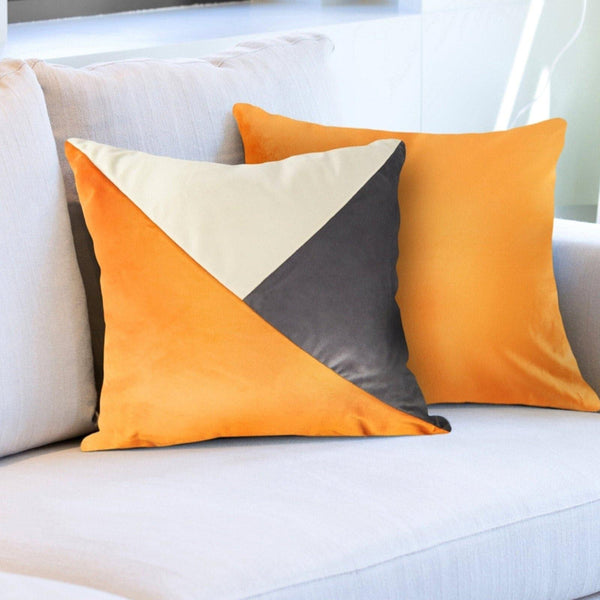 New Orleans Geometric Velvet Ochre Cushion Covers 17'' x 17'' -  - Ideal Textiles