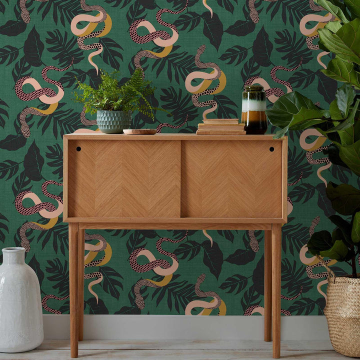 Serpentine Wallpaper Juniper Green - Ideal