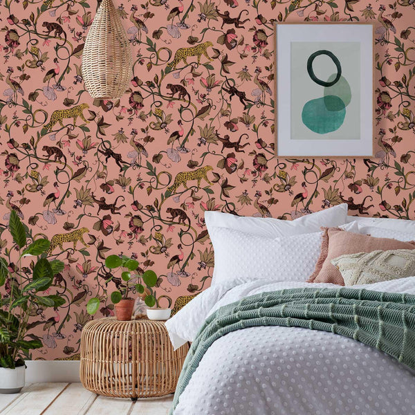 Exotic Wildlings Wallpaper Blush - Ideal