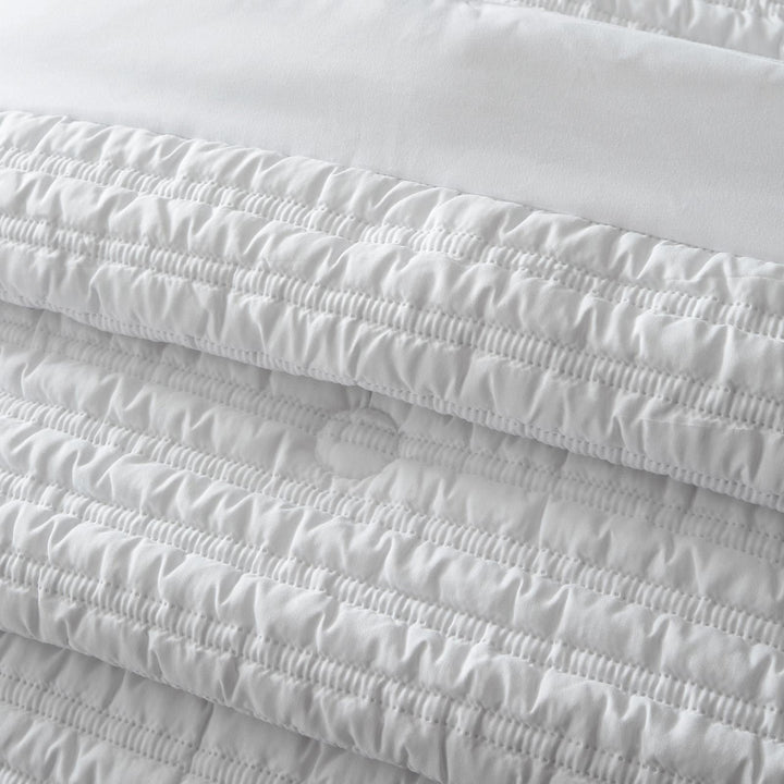 Lennon Stripe Seersucker White Quilted Bedspread - Ideal