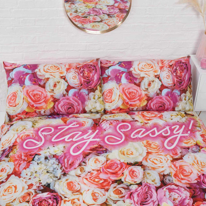 Stay Sassy Neon Floral Print Multicolour Duvet Cover Set -  - Ideal Textiles