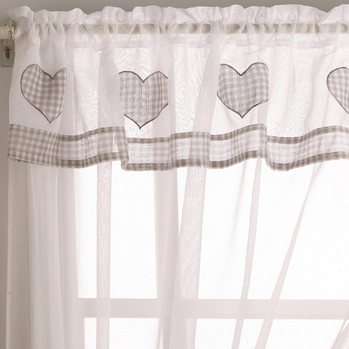 Amour Gingham Check Hearts Grey Window Set Curtains -  - Ideal Textiles