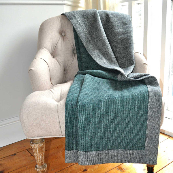 Croft Luxury 100% Brushed Cotton Teal Throw -  - Ideal Textiles