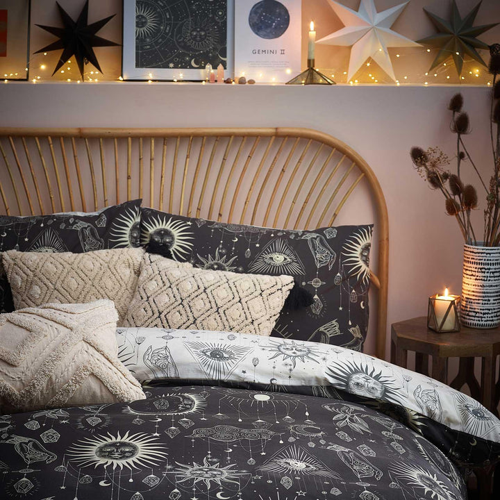 Constellation Mystical Print Black Duvet Cover Set -  - Ideal Textiles