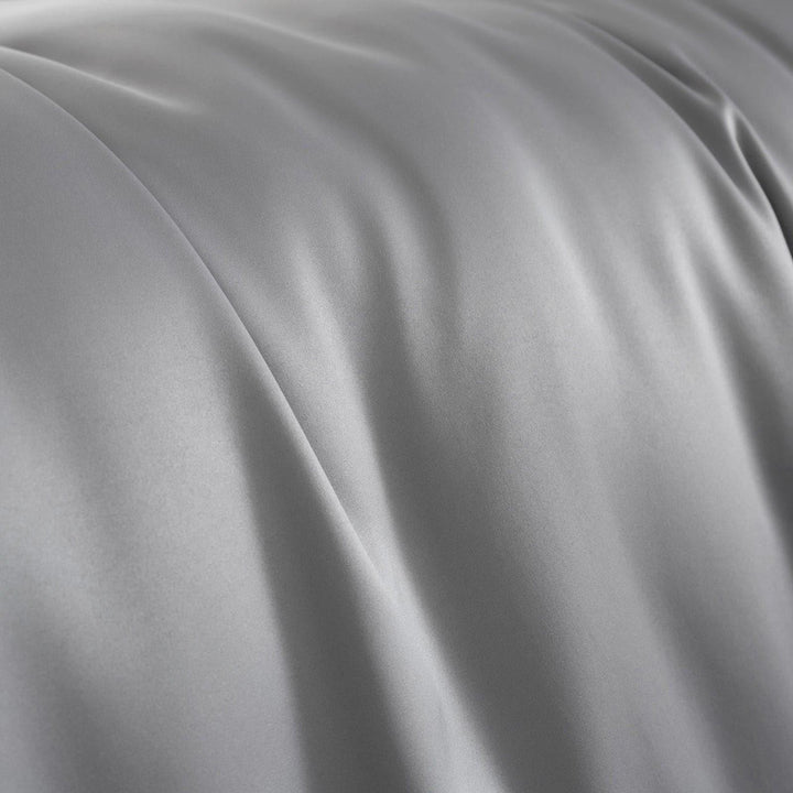 Silky Soft Satin Plain Silver Duvet Cover Set -  - Ideal Textiles