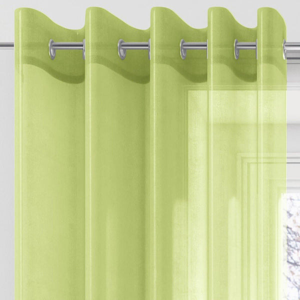 Plain Eyelet Voile Curtain Panels Lime - 59'' x 54'' - Ideal Textiles