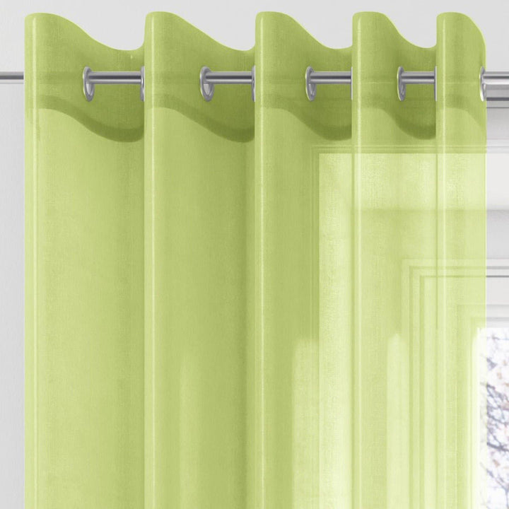 Plain Eyelet Voile Curtain Panels Lime - 59'' x 54'' - Ideal Textiles