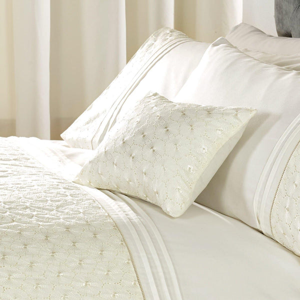 Everdean Lace Pin-Tuck Cream Filled Boudoir Cushion -  - Ideal Textiles