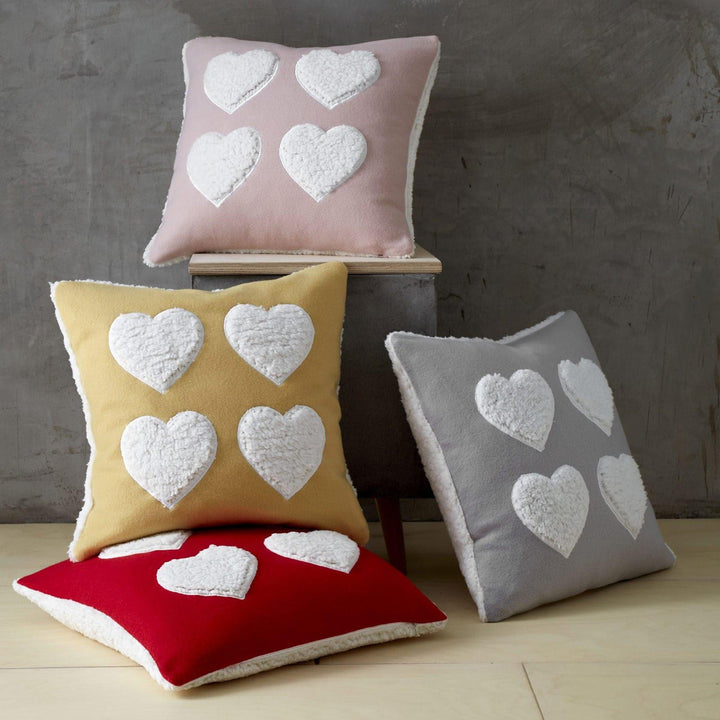 Cosy Heart Fleece Ochre Filled Cushion -  - Ideal Textiles