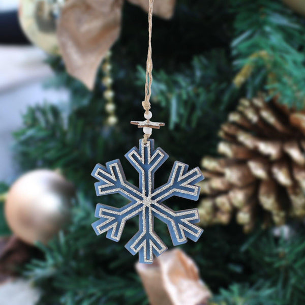 Blue Laser Cut Snowflake Hanging Decoration - Ideal