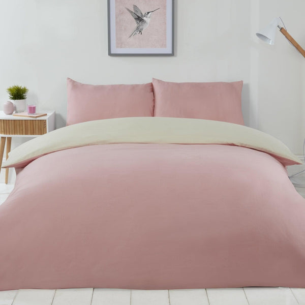 Lyla Reversible Cream & Blush Pink Duvet Cover Set -  - Ideal Textiles