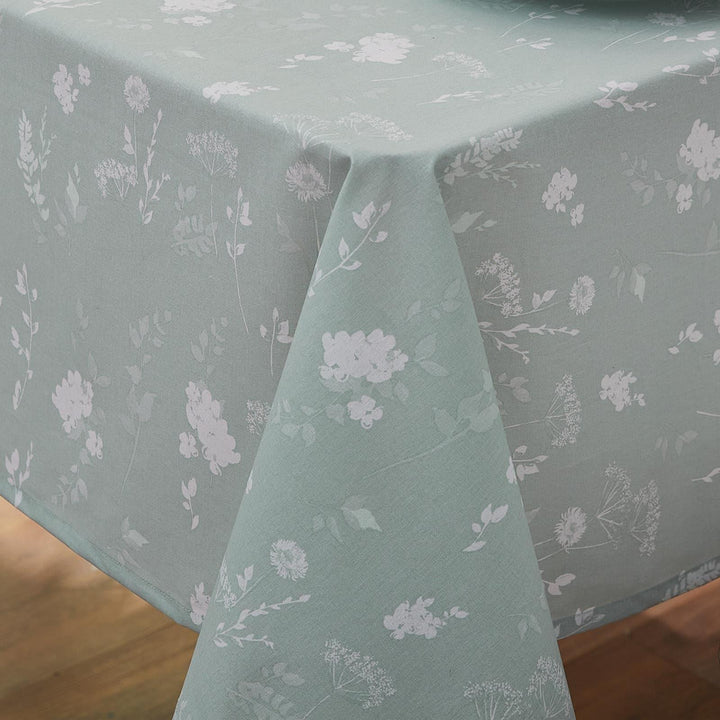 Meadowsweet Floral Wipe Clean Tablecloths Green - Ideal