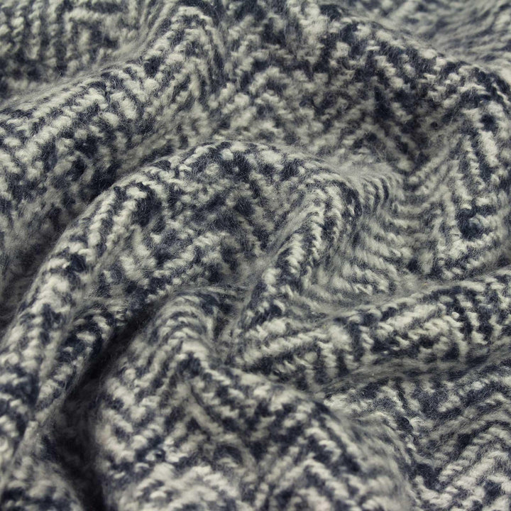 Weaver Herringbone Tasselled Navy Throw 130cm x 180cm -  - Ideal Textiles