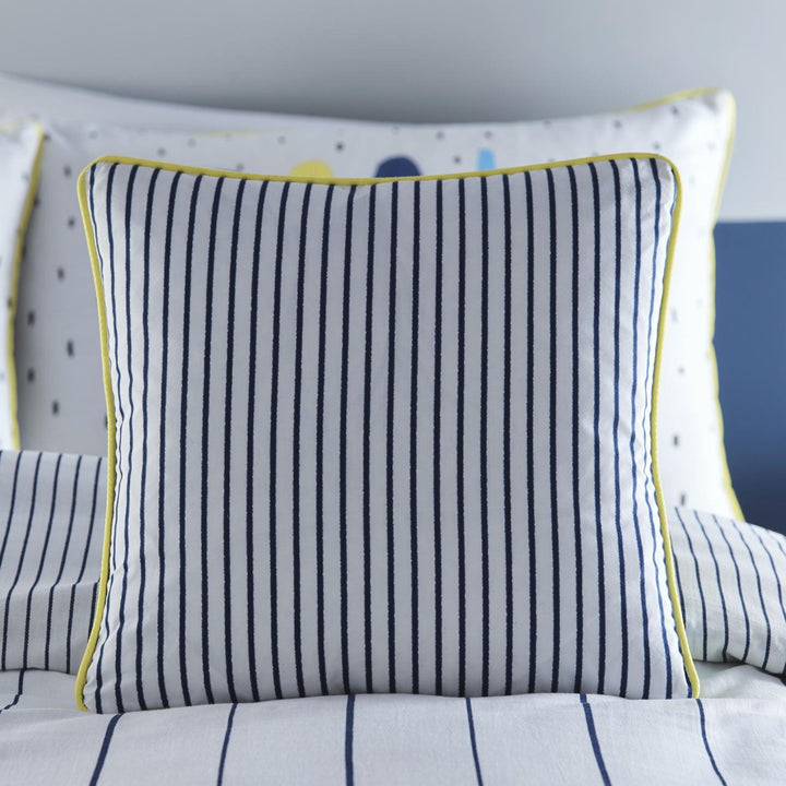 Vibe Striped Print Navy FiIled Cushion -  - Ideal Textiles