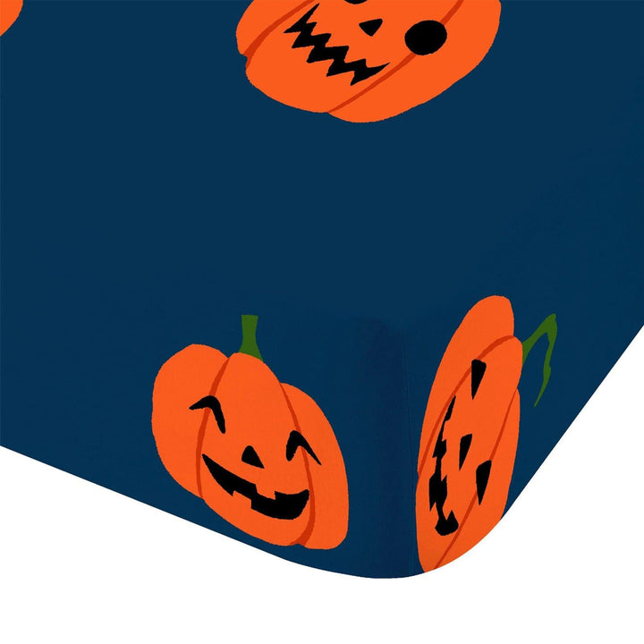 Halloween Pumpkin Printed Blue Fitted Sheet - Ideal