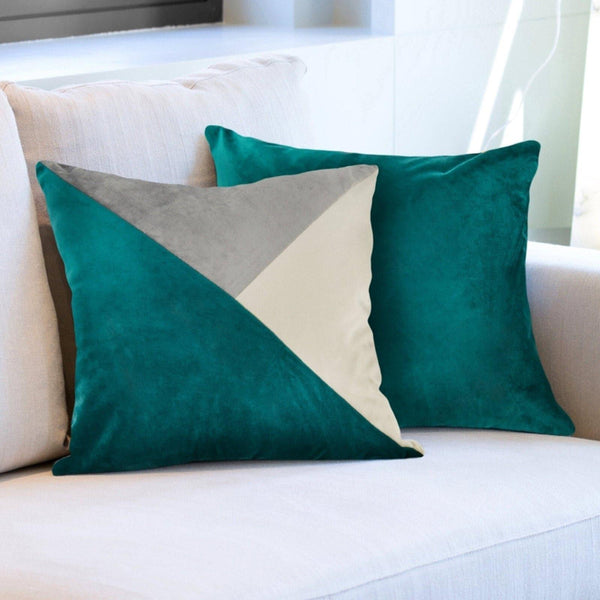 New Orleans Geometric Velvet Emerald Cushion Covers 17'' x 17'' -  - Ideal Textiles