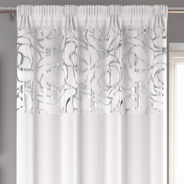 Arran Metallic Voile Curtain Panels White - 57'' x 48'' - Ideal Textiles