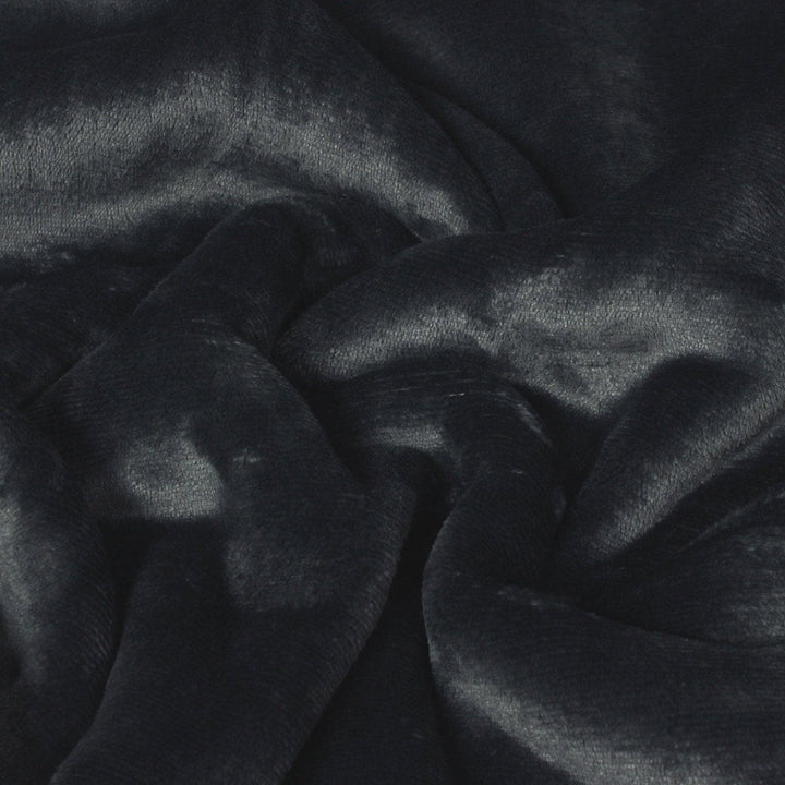Luxe Sherpa Velvet Fleece Throw Charcoal -  - Ideal Textiles