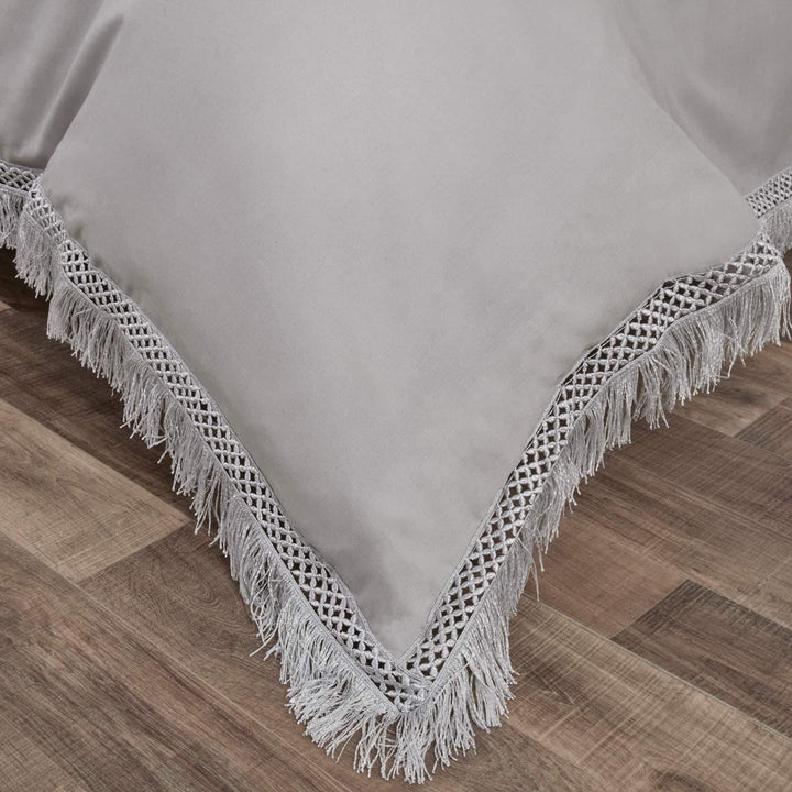 Tia Trellis Tassel Fringe Grey Duvet Cover Set -  - Ideal Textiles
