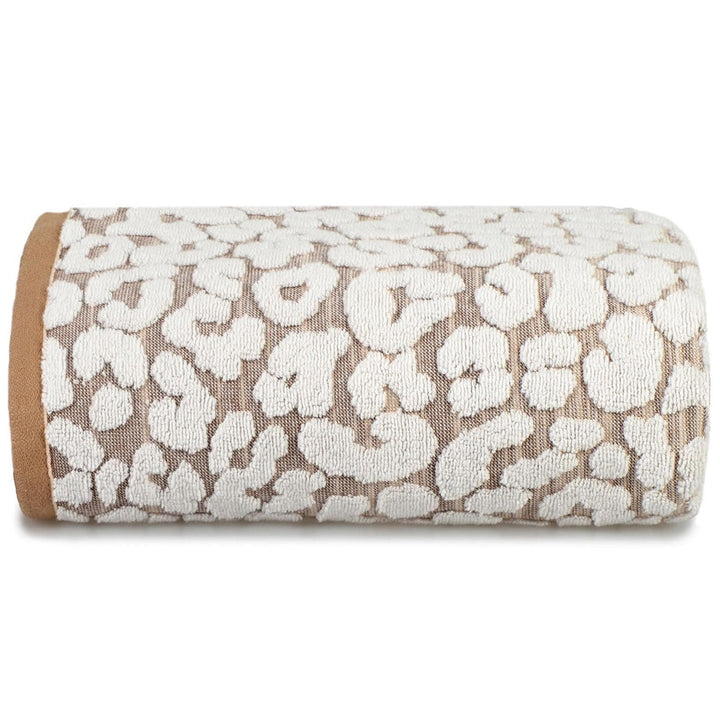 Leopard Jacquard Luxury Cotton Towel Natural - Bath Towel - Ideal Textiles