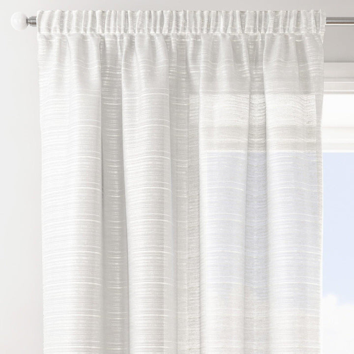 Rodez Tape Top Voile Curtain Panels White -  - Ideal Textiles