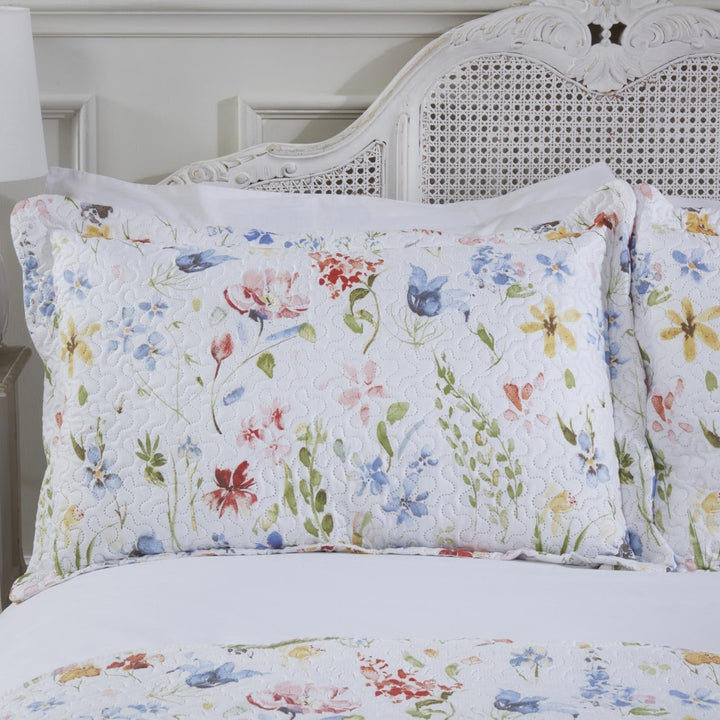 Spring Meadow Floral Watercolour Quilted Bedspread Set -  - Ideal Textiles