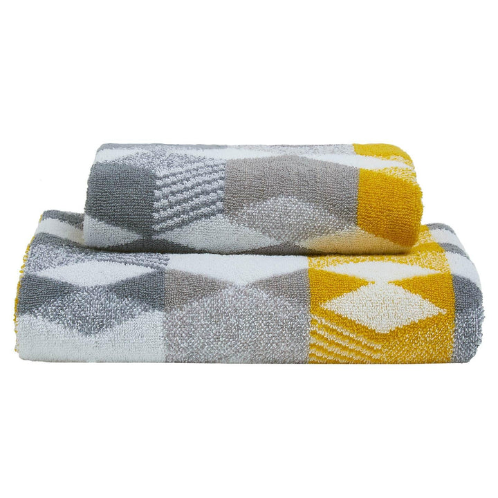 Hexagon 100% Cotton Jacquard Towel Grey - Ideal