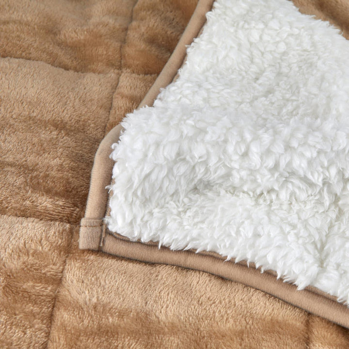 Super Soft Sherpa Fleece 6.9kg Weighted Blanket Throw Taupe -  - Ideal Textiles