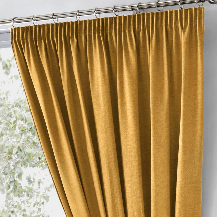 Dijon Blackout Thermal Tape Top Curtains Ochre -  - Ideal Textiles