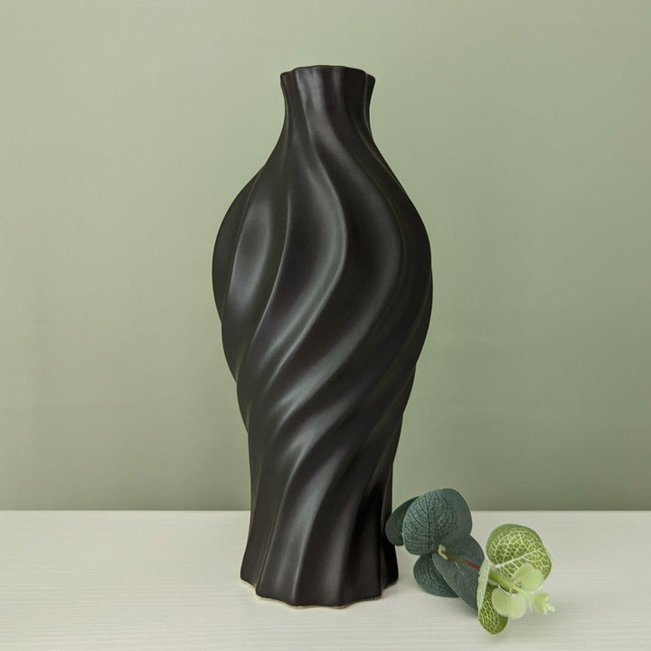 Silhouette Swirl Vase 25cm Black -  - Ideal Textiles