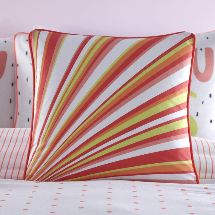 Love Yourself Print Coral FiIled Cushion -  - Ideal Textiles