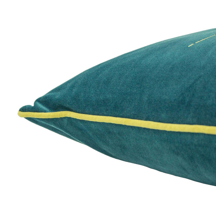 Astrid Embroidered Eclipse Velvet Teal Cushion Covers 20'' x 20'' -  - Ideal Textiles