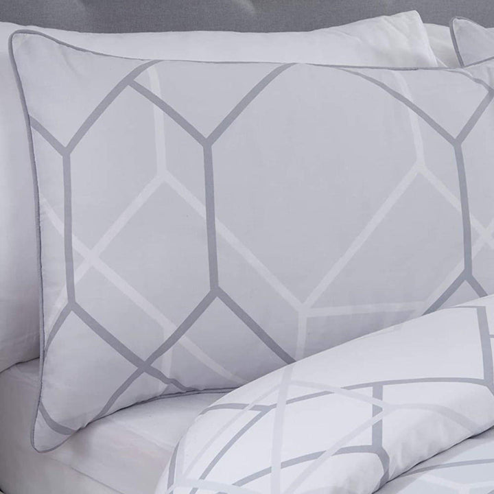 Network Linear Geometric Grey Duvet Cover Set -  - Ideal Textiles