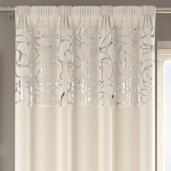 Arran Metallic Voile Curtain Panels Champagne - 57'' x 48'' - Ideal Textiles