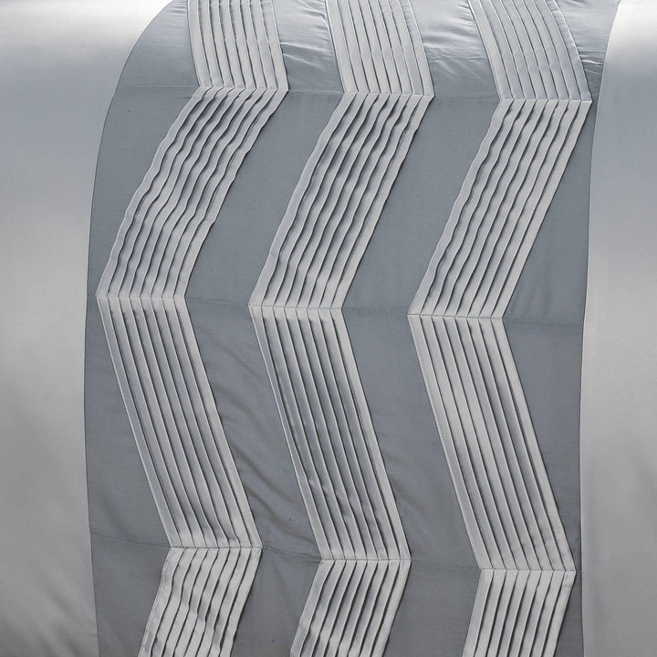 Valencia Pleated Chevron Silver Duvet Cover Set -  - Ideal Textiles