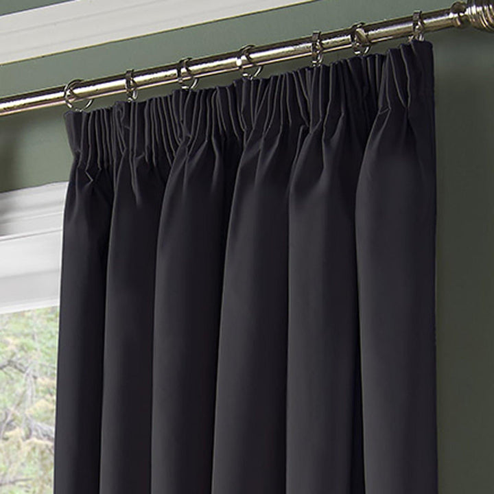 Essential 95% Blackout Tape Top Curtains Charcoal -  - Ideal Textiles