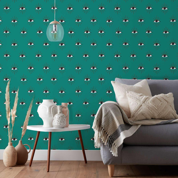 Theia Gold Foil Wallpaper Turquoise - Ideal