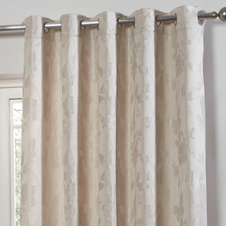Butterfly Meadow Jacquard Lined Eyelet Curtains Cream -  - Ideal Textiles