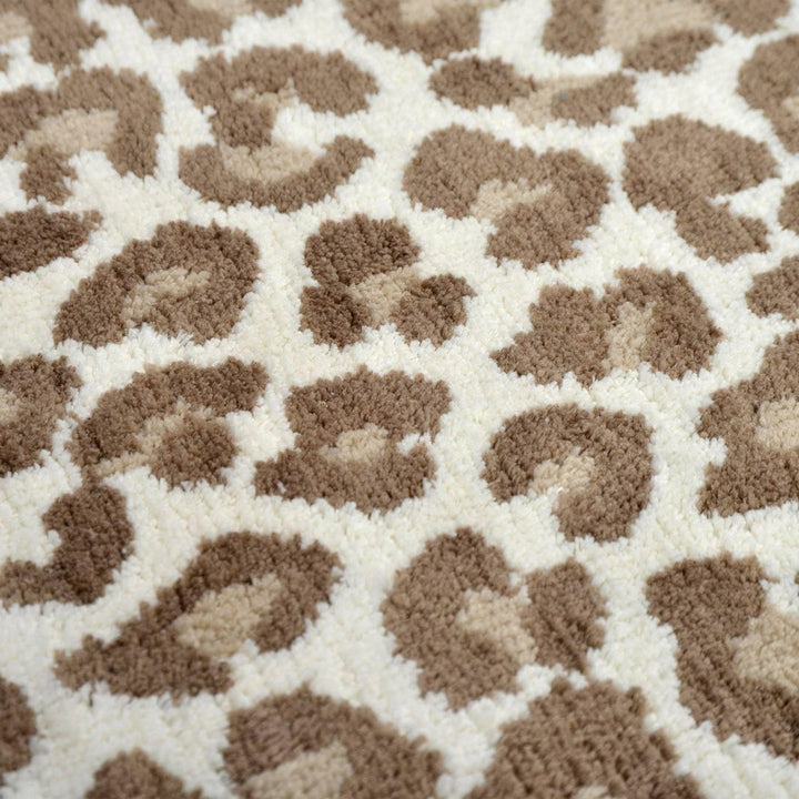 Leopard Print Non-Slip Bath Mat Natural -  - Ideal Textiles