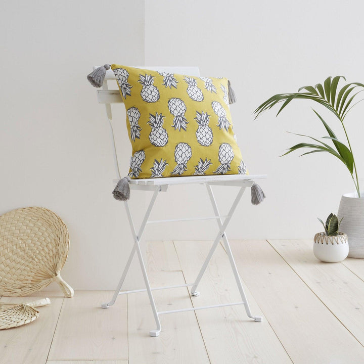 Tupi Pineapple Ochre Outdoor Filled Cushion -  - Ideal Textiles