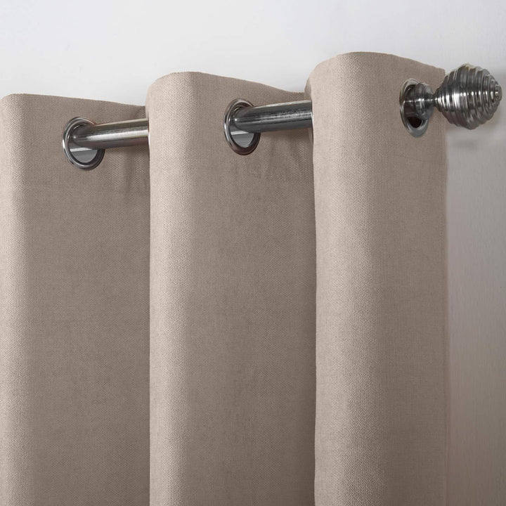 Velvet Chenille Lined Eyelet Curtains Taupe -  - Ideal Textiles