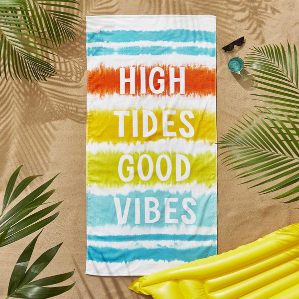 Tie Dye Vibes Bright Velour Beach Towel -  - Ideal Textiles