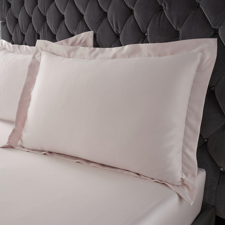 Silky Soft Satin Plain Oxford Pillowcases Blush Pink -  - Ideal Textiles
