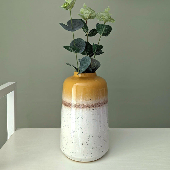 Santorini Ochre Ombre Glaze 18cm Vase -  - Ideal Textiles