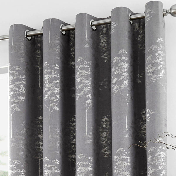 Elmwood Jacquard Lined Eyelet Curtains Graphite -  - Ideal Textiles