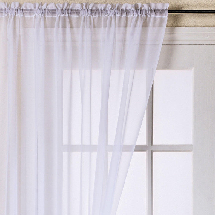 Trent Sheer Voile Curtain Panels White - 59'' x 36" - Ideal Textiles